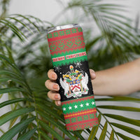 Saint Kitts And Nevis Christmas Skinny Tumbler Coat Of Arms Xmas Vibe - Wonder Print Shop