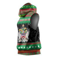 Saint Kitts And Nevis Christmas Sleeveless Hoodie Coat Of Arms Xmas Vibe - Wonder Print Shop