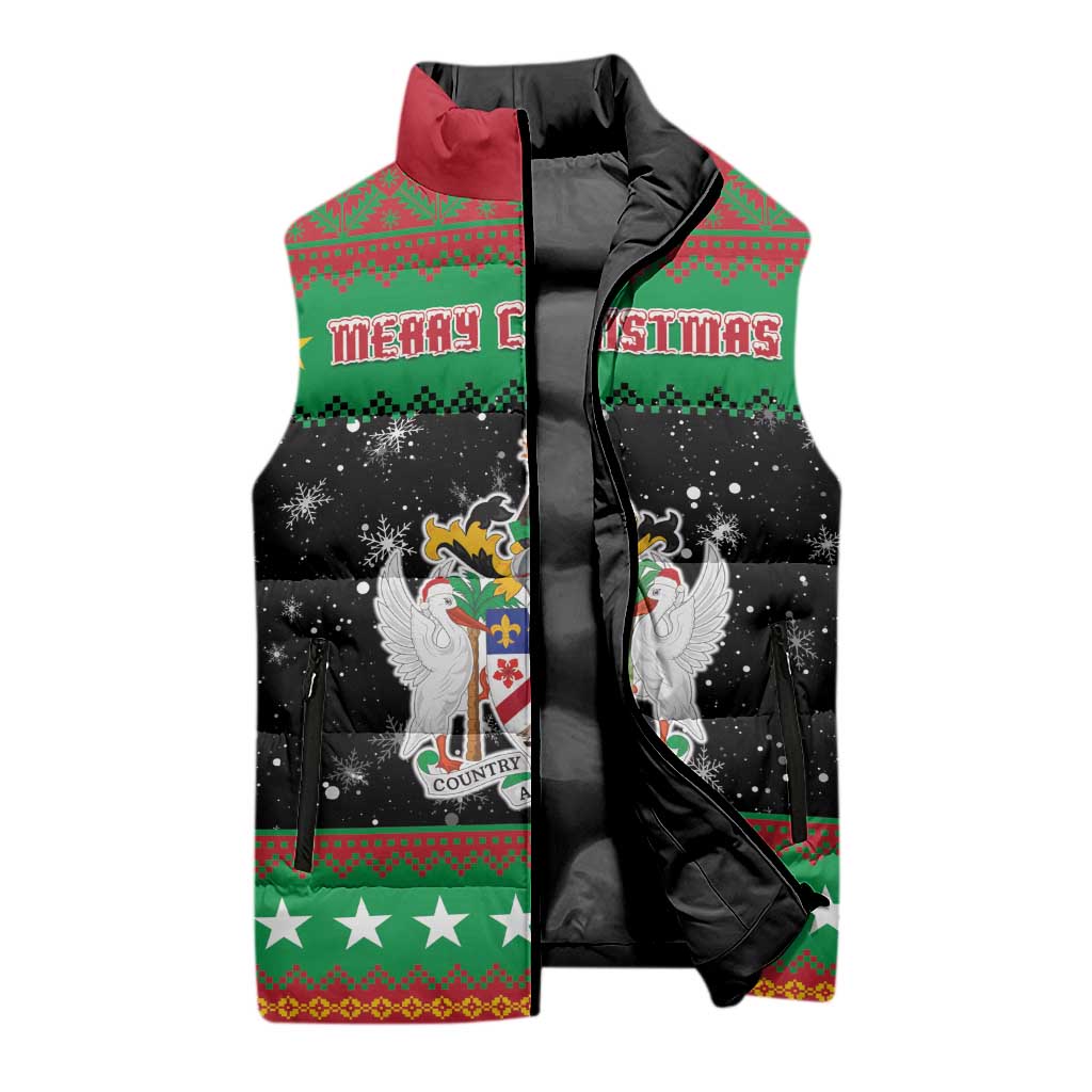 Saint Kitts And Nevis Christmas Sleeveless Puffer Jacket Coat Of Arms Xmas Vibe - Wonder Print Shop