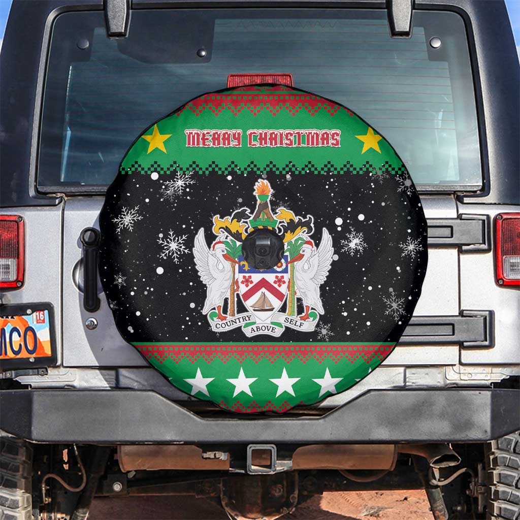 Saint Kitts And Nevis Christmas Spare Tire Cover Coat Of Arms Xmas Vibe - Wonder Print Shop