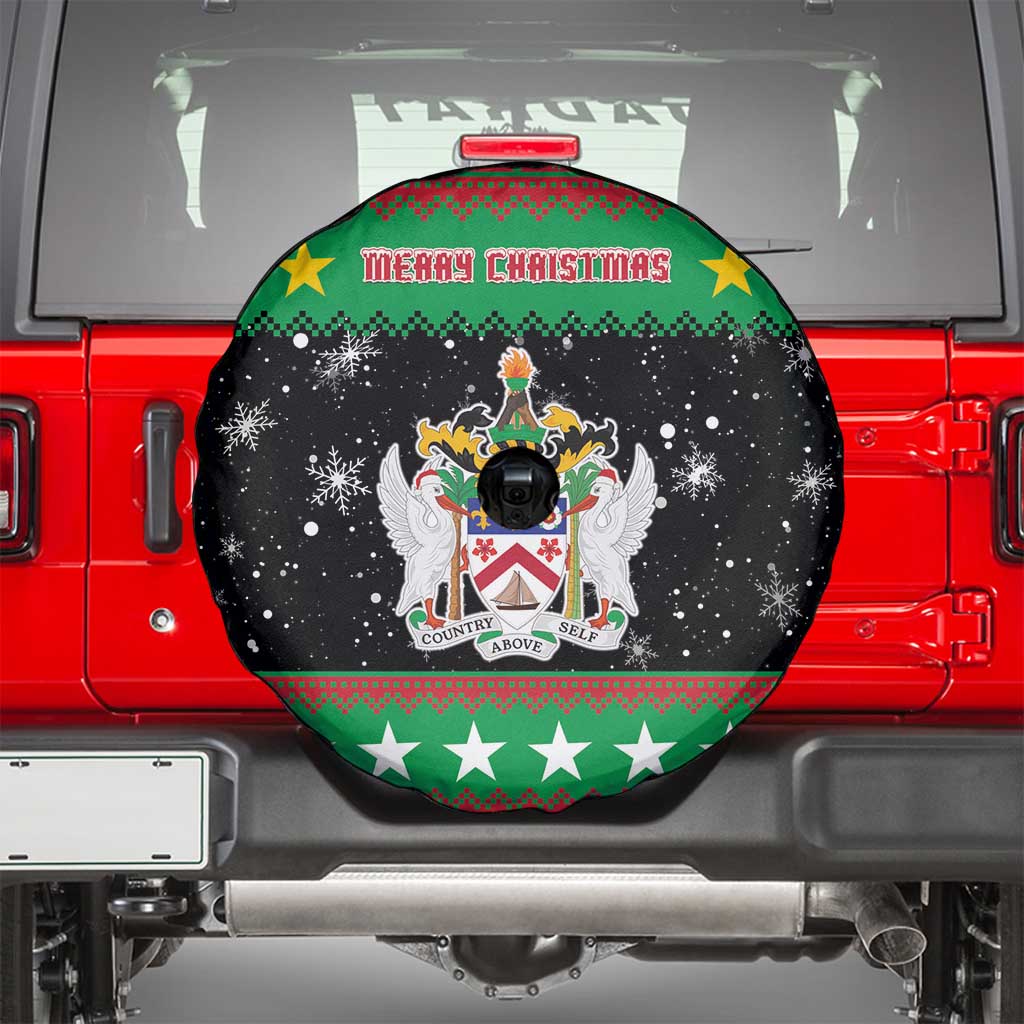 Saint Kitts And Nevis Christmas Spare Tire Cover Coat Of Arms Xmas Vibe - Wonder Print Shop
