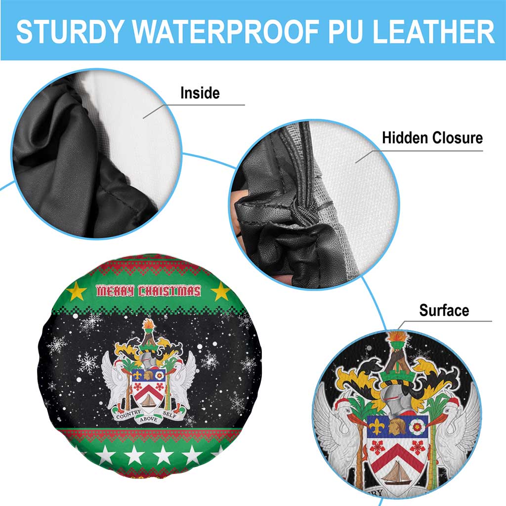 Saint Kitts And Nevis Christmas Spare Tire Cover Coat Of Arms Xmas Vibe - Wonder Print Shop