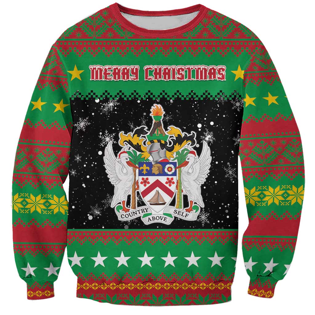 Saint Kitts And Nevis Christmas Sweatshirt Coat Of Arms Xmas Vibe - Wonder Print Shop