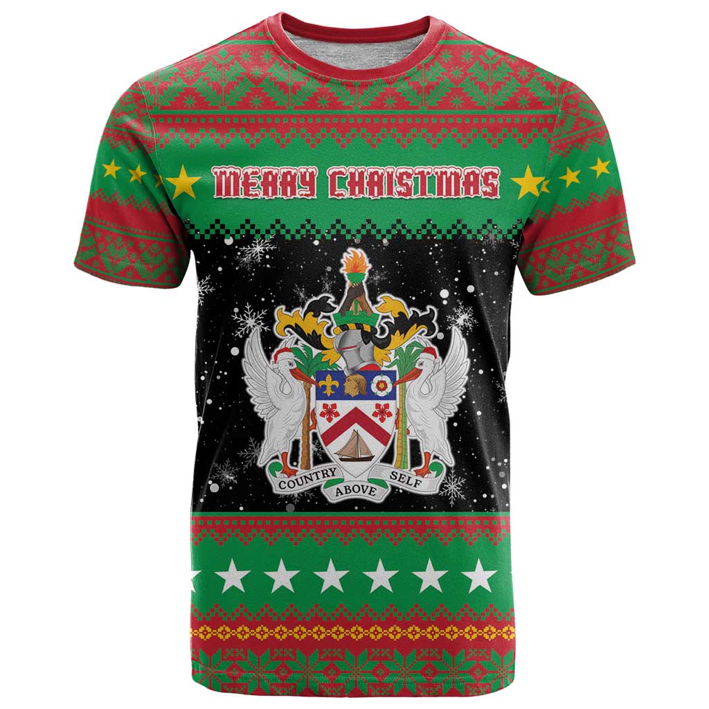 Saint Kitts And Nevis Christmas T Shirt Coat Of Arms Xmas Vibe - Wonder Print Shop