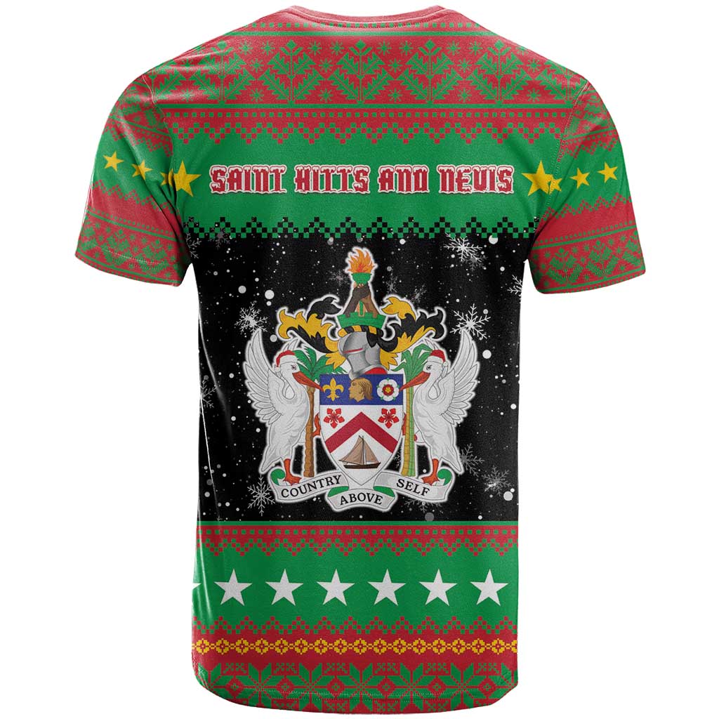 Saint Kitts And Nevis Christmas T Shirt Coat Of Arms Xmas Vibe - Wonder Print Shop