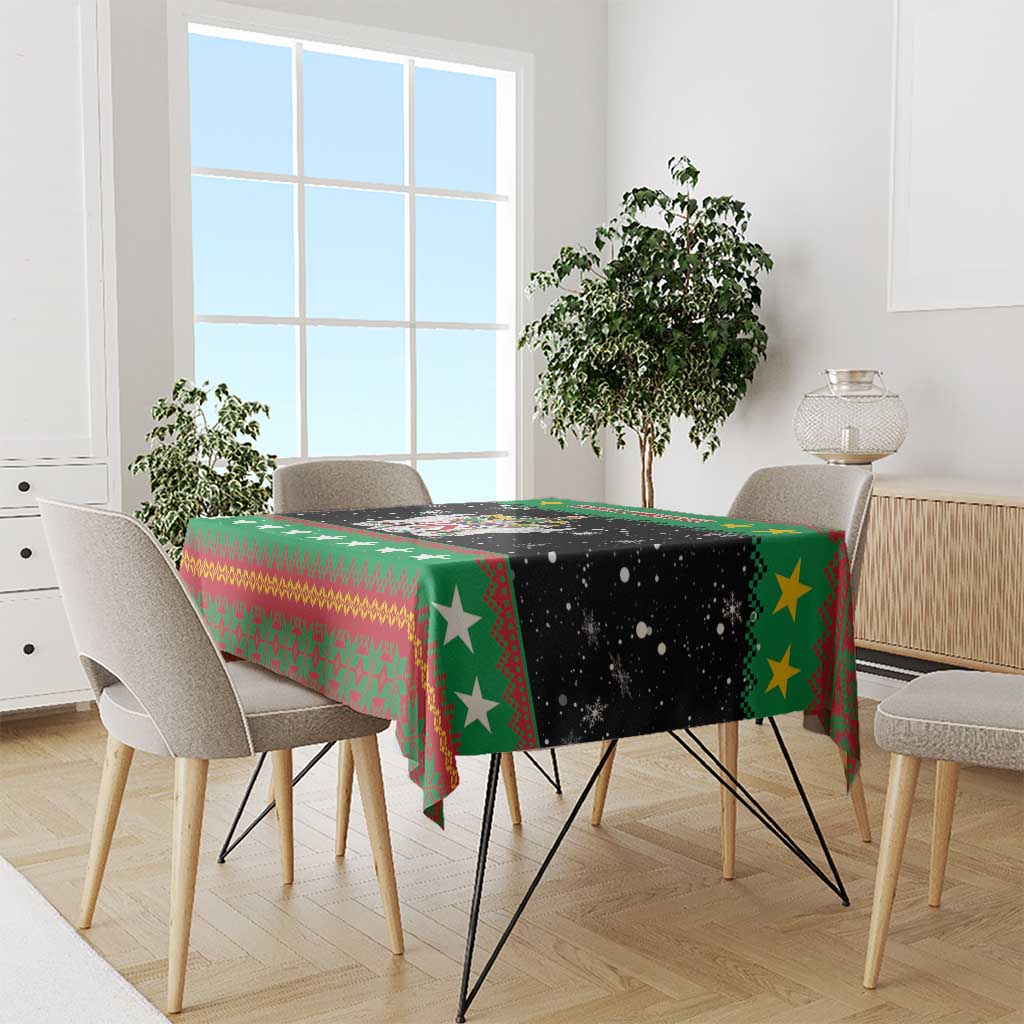 Saint Kitts And Nevis Christmas Tablecloth Coat Of Arms Xmas Vibe - Wonder Print Shop