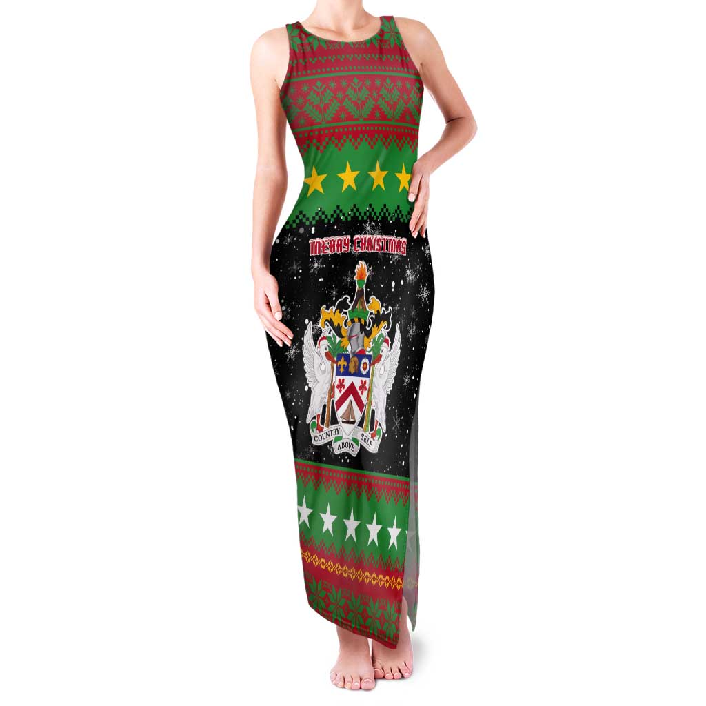Saint Kitts And Nevis Christmas Tank Maxi Dress Coat Of Arms Xmas Vibe - Wonder Print Shop