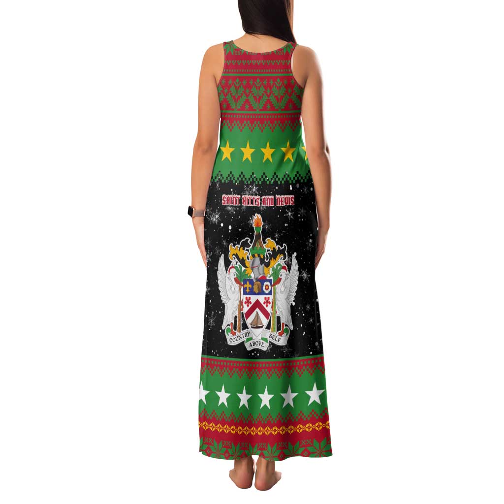 Saint Kitts And Nevis Christmas Tank Maxi Dress Coat Of Arms Xmas Vibe - Wonder Print Shop