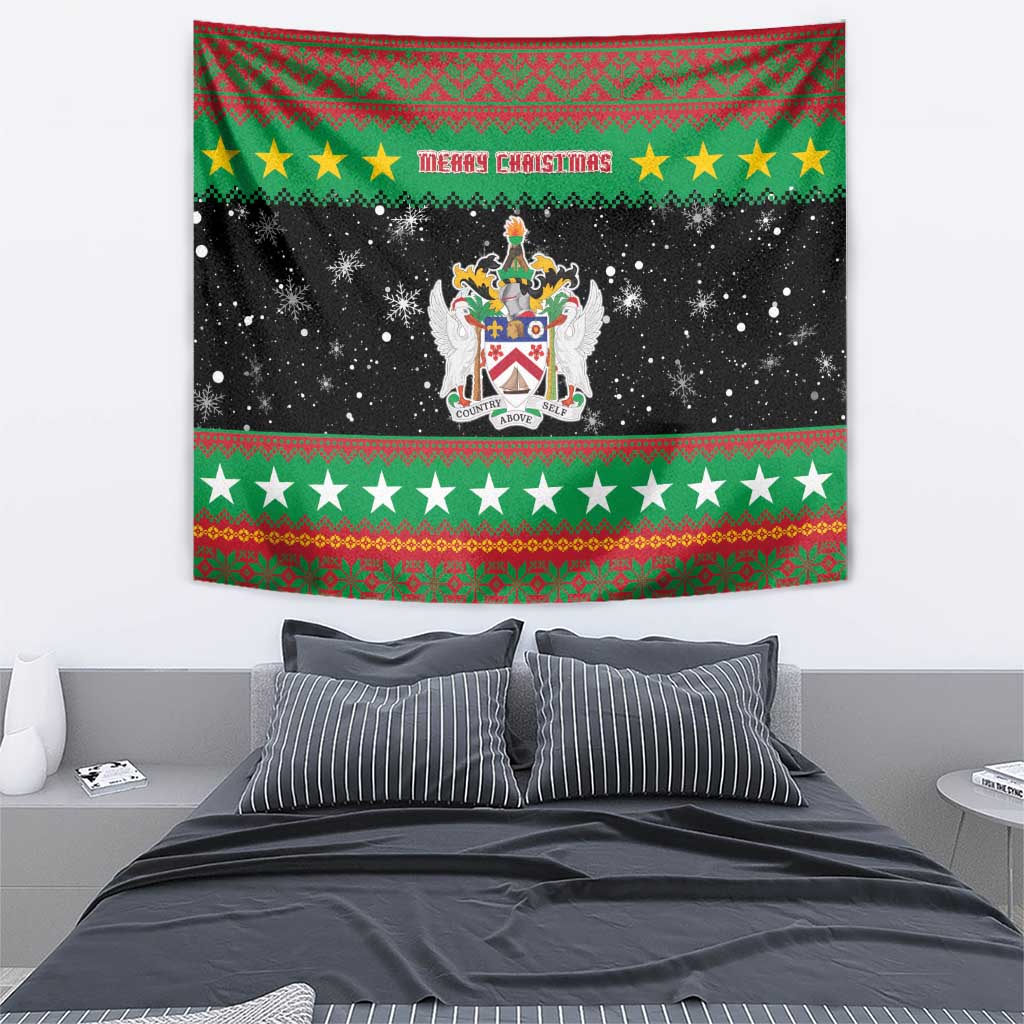 Saint Kitts And Nevis Christmas Tapestry Coat Of Arms Xmas Vibe - Wonder Print Shop