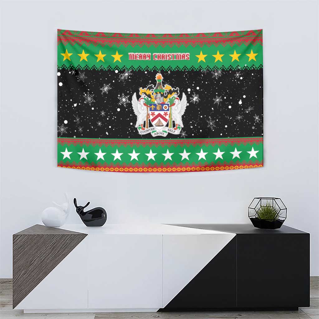 Saint Kitts And Nevis Christmas Tapestry Coat Of Arms Xmas Vibe - Wonder Print Shop