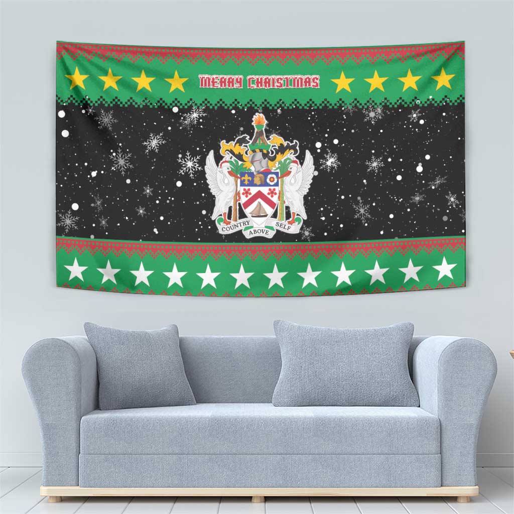 Saint Kitts And Nevis Christmas Tapestry Coat Of Arms Xmas Vibe - Wonder Print Shop