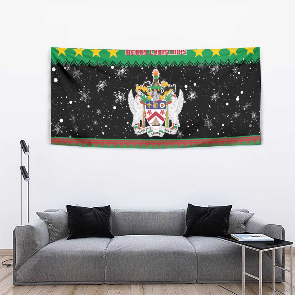 Saint Kitts And Nevis Christmas Tapestry Coat Of Arms Xmas Vibe - Wonder Print Shop