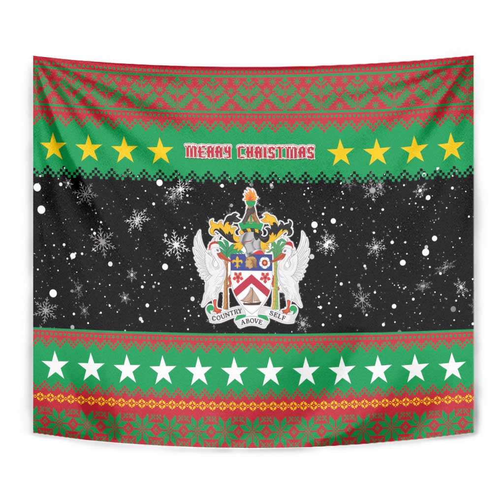 Saint Kitts And Nevis Christmas Tapestry Coat Of Arms Xmas Vibe - Wonder Print Shop