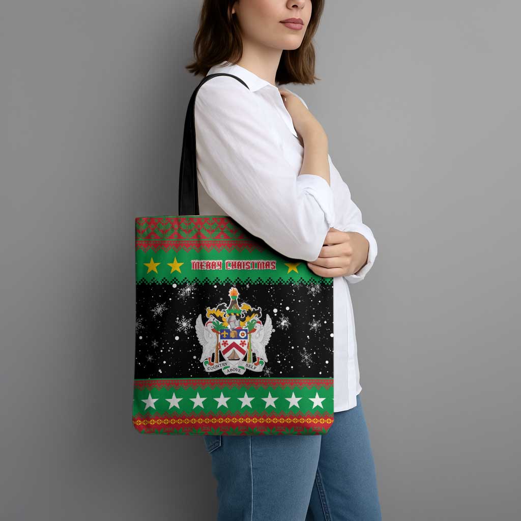 Saint Kitts And Nevis Christmas Tote Bag Coat Of Arms Xmas Vibe - Wonder Print Shop
