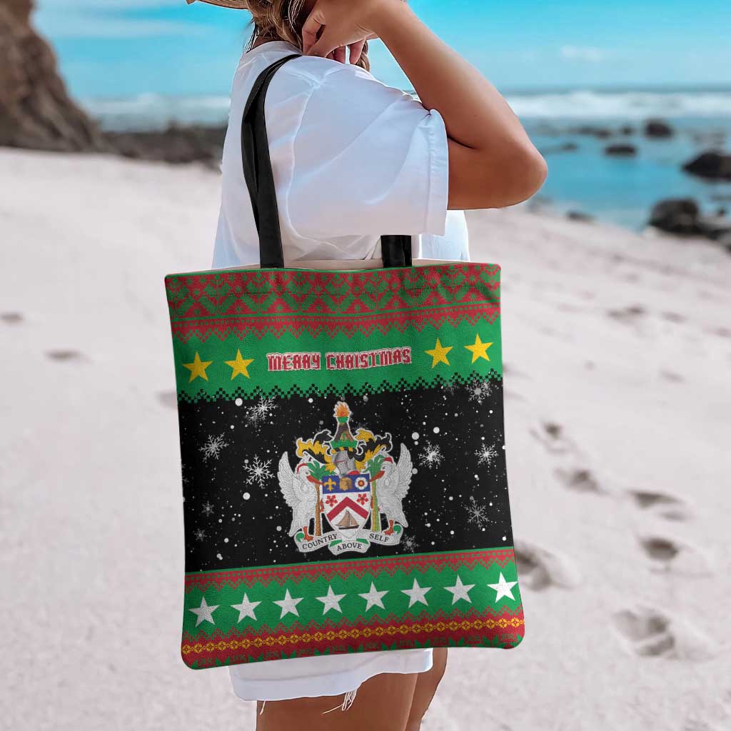 Saint Kitts And Nevis Christmas Tote Bag Coat Of Arms Xmas Vibe - Wonder Print Shop