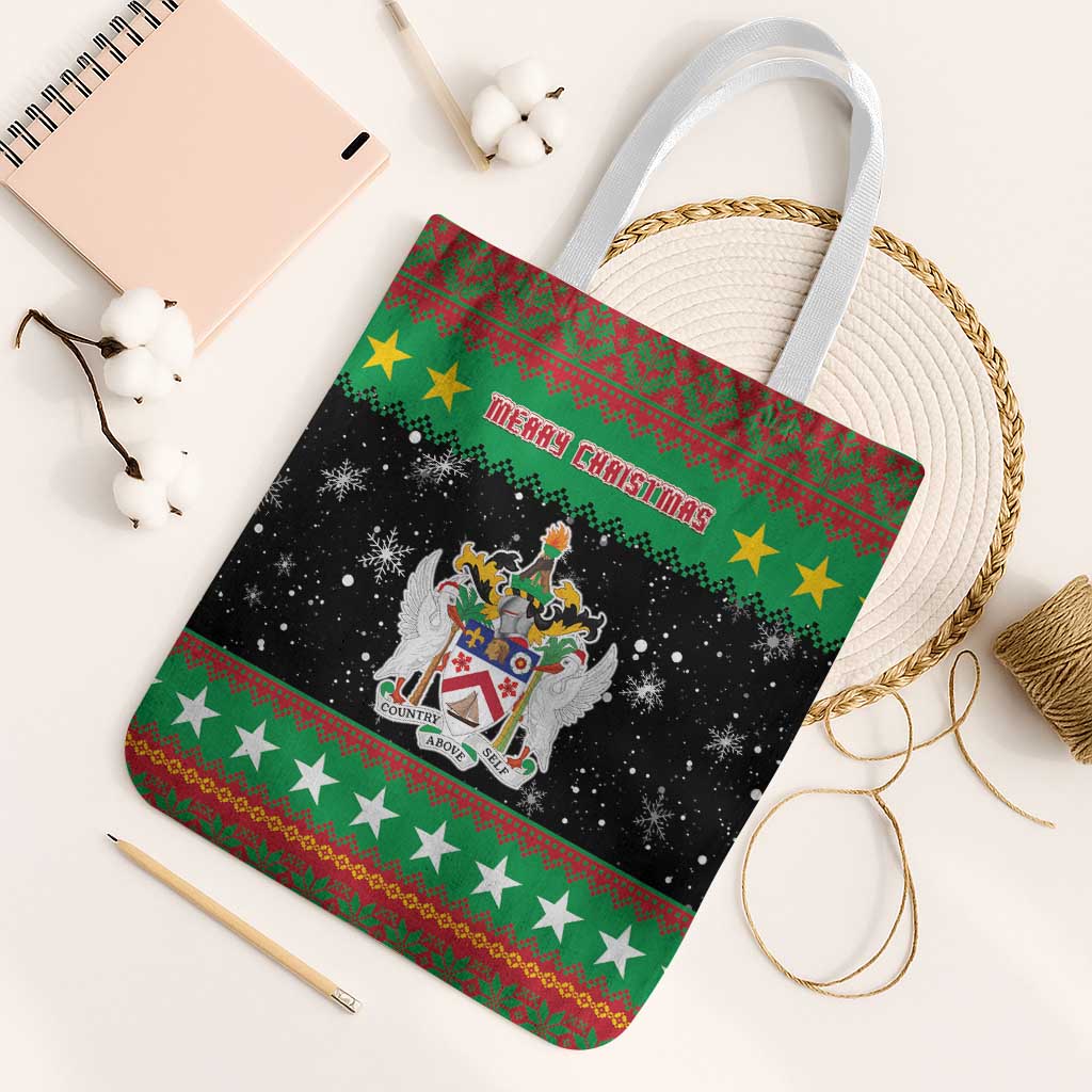 Saint Kitts And Nevis Christmas Tote Bag Coat Of Arms Xmas Vibe - Wonder Print Shop