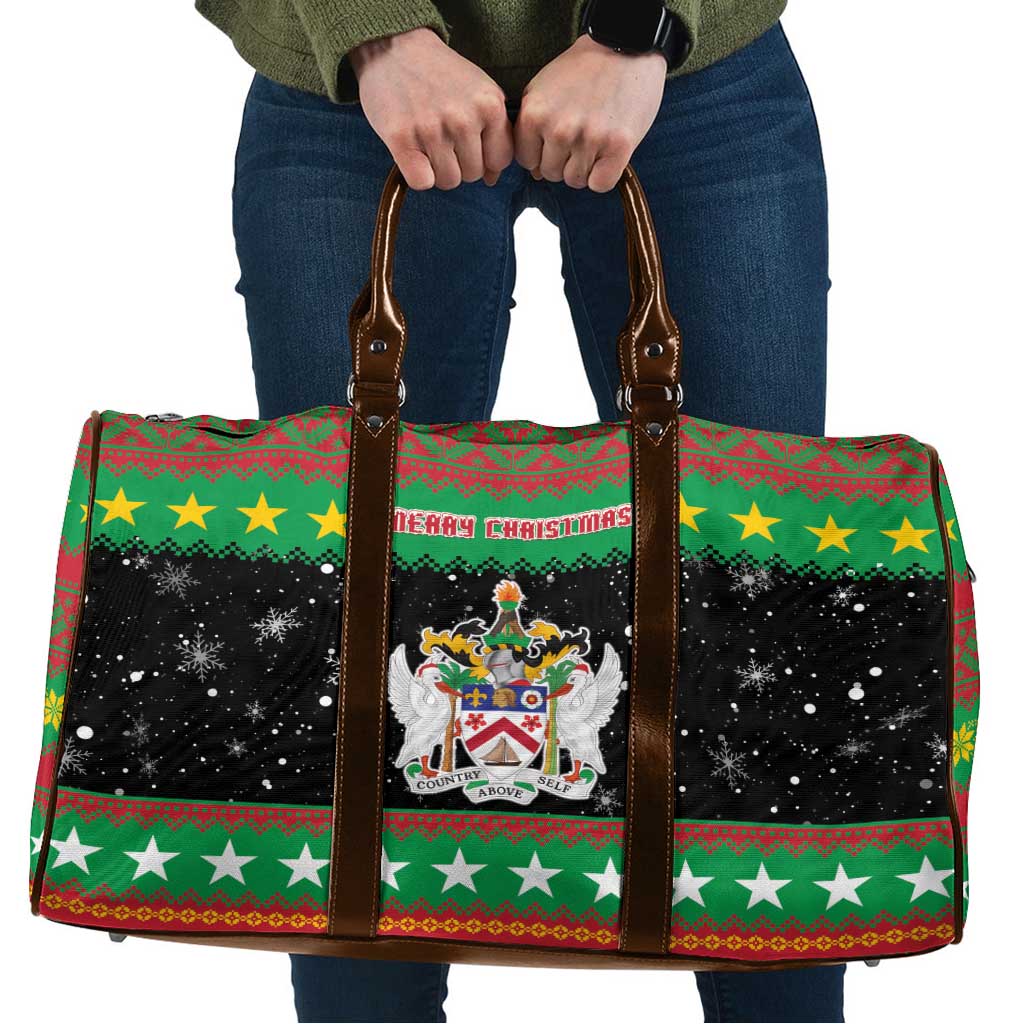Saint Kitts And Nevis Christmas Travel Bag Coat Of Arms Xmas Vibe - Wonder Print Shop
