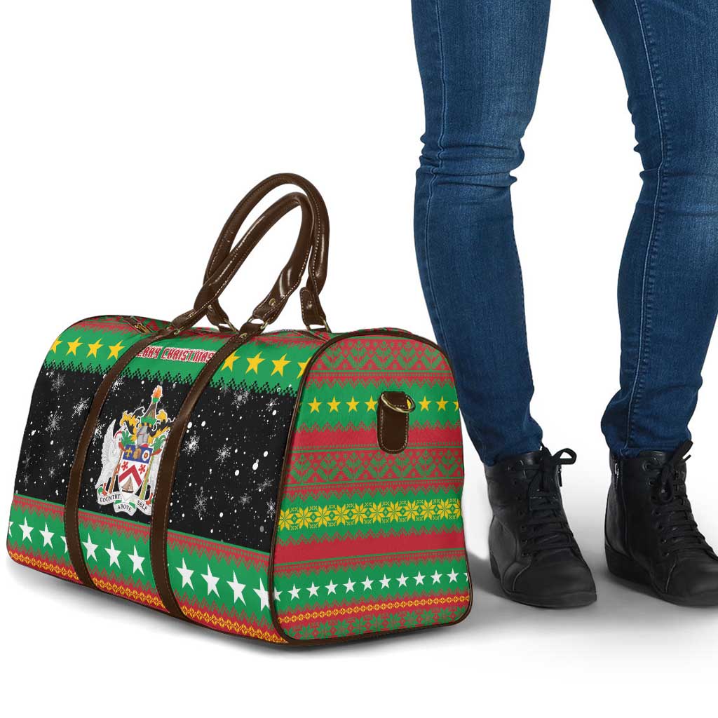 Saint Kitts And Nevis Christmas Travel Bag Coat Of Arms Xmas Vibe - Wonder Print Shop