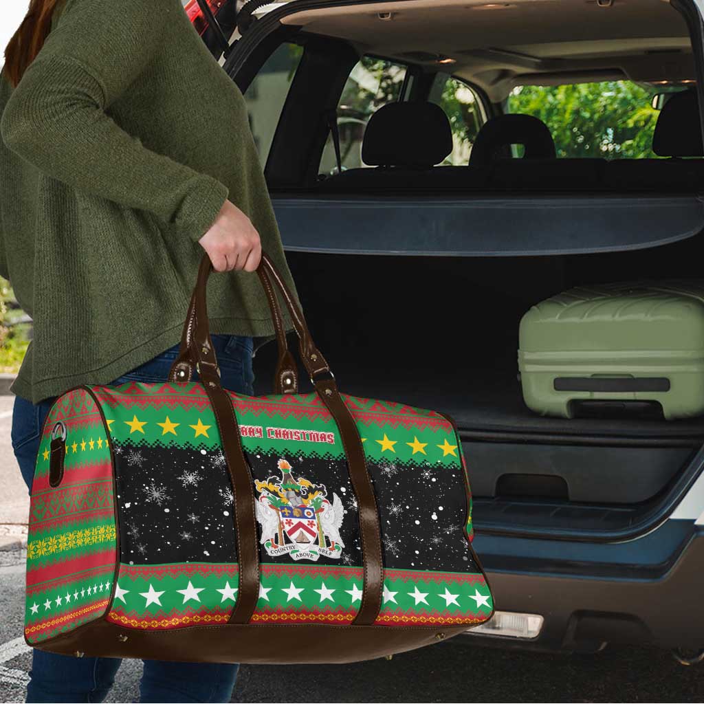 Saint Kitts And Nevis Christmas Travel Bag Coat Of Arms Xmas Vibe - Wonder Print Shop