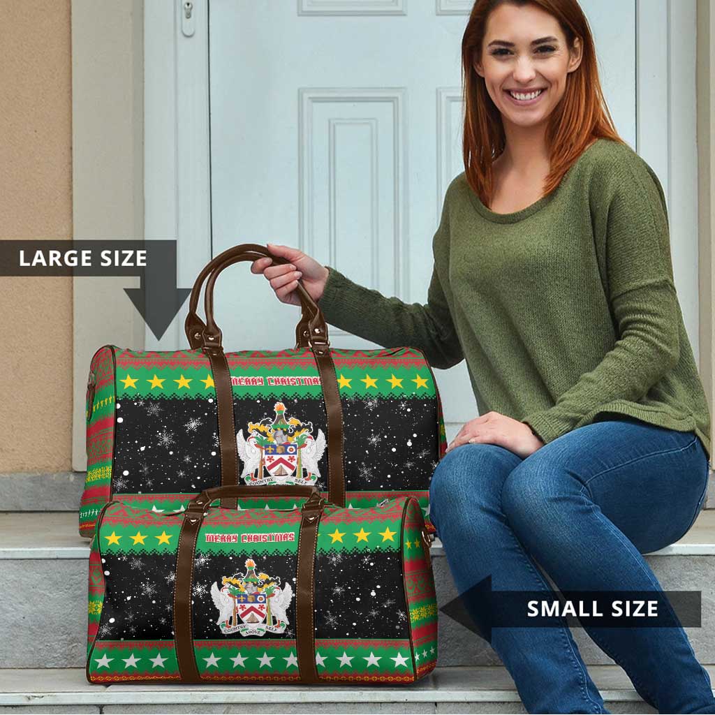 Saint Kitts And Nevis Christmas Travel Bag Coat Of Arms Xmas Vibe - Wonder Print Shop