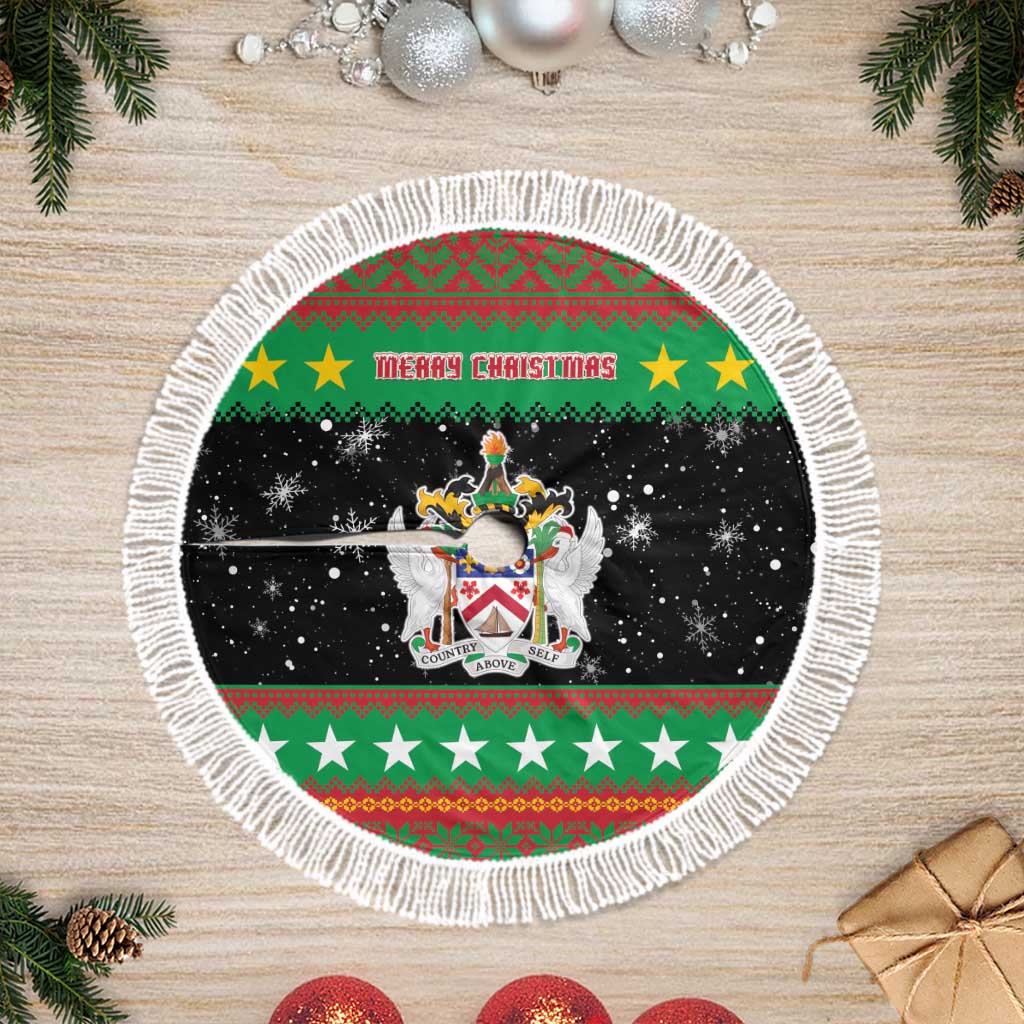 Saint Kitts And Nevis Christmas Tree Skirt Coat Of Arms Xmas Vibe - Wonder Print Shop