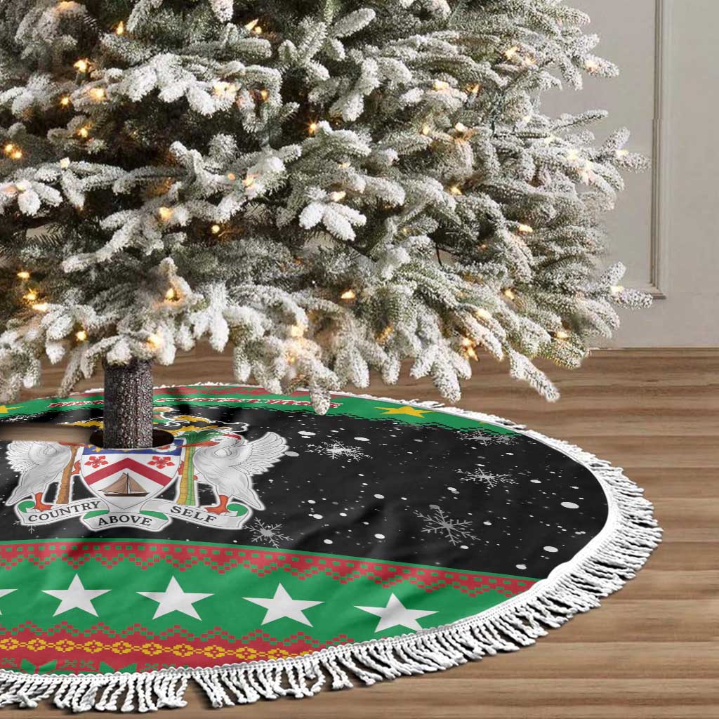 Saint Kitts And Nevis Christmas Tree Skirt Coat Of Arms Xmas Vibe - Wonder Print Shop