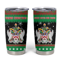 Saint Kitts And Nevis Christmas Tumbler Cup Coat Of Arms Xmas Vibe - Wonder Print Shop