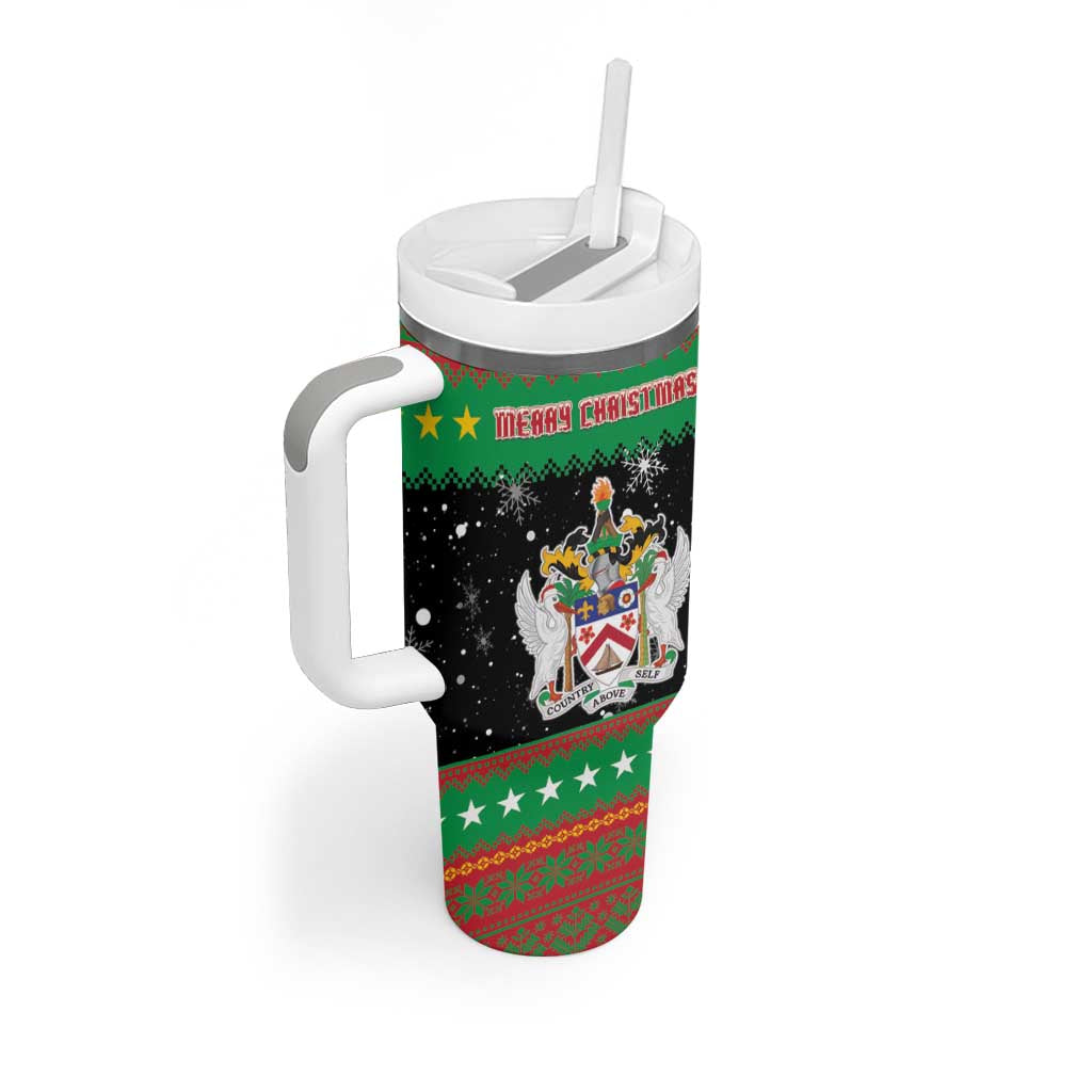 Saint Kitts And Nevis Christmas Tumbler With Handle Coat Of Arms Xmas Vibe - Wonder Print Shop