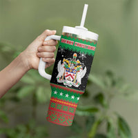 Saint Kitts And Nevis Christmas Tumbler With Handle Coat Of Arms Xmas Vibe - Wonder Print Shop