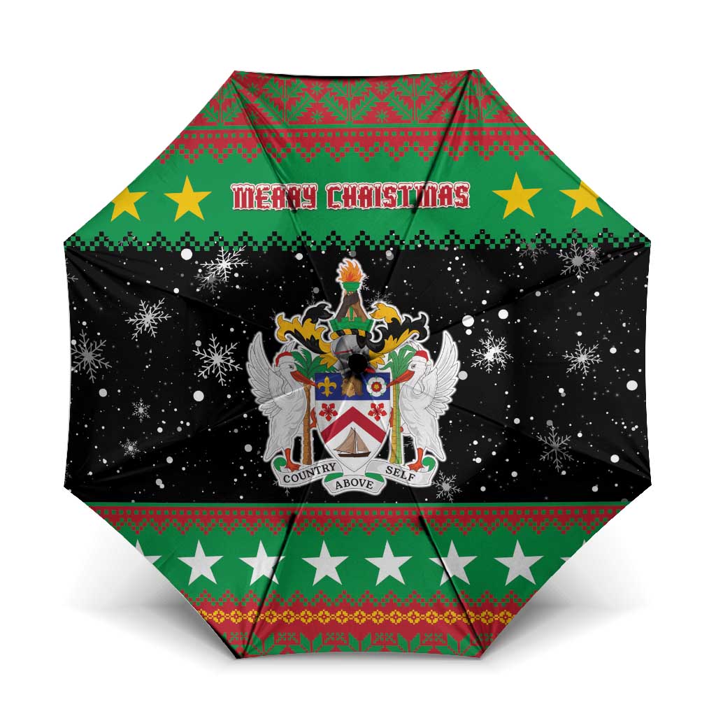 Saint Kitts And Nevis Christmas Umbrella Coat Of Arms Xmas Vibe - Wonder Print Shop