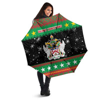 Saint Kitts And Nevis Christmas Umbrella Coat Of Arms Xmas Vibe - Wonder Print Shop