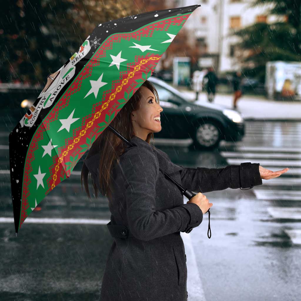 Saint Kitts And Nevis Christmas Umbrella Coat Of Arms Xmas Vibe - Wonder Print Shop