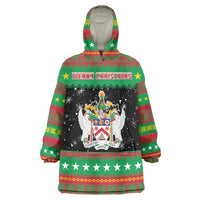 Saint Kitts And Nevis Christmas Wearable Blanket Hoodie Coat Of Arms Xmas Vibe - Wonder Print Shop