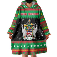 Saint Kitts And Nevis Christmas Wearable Blanket Hoodie Coat Of Arms Xmas Vibe - Wonder Print Shop