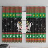 Saint Kitts And Nevis Christmas Window Curtain Coat Of Arms Xmas Vibe - Wonder Print Shop