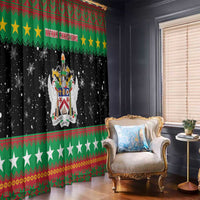 Saint Kitts And Nevis Christmas Window Curtain Coat Of Arms Xmas Vibe - Wonder Print Shop