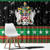 Saint Kitts And Nevis Christmas Window Curtain Coat Of Arms Xmas Vibe - Wonder Print Shop