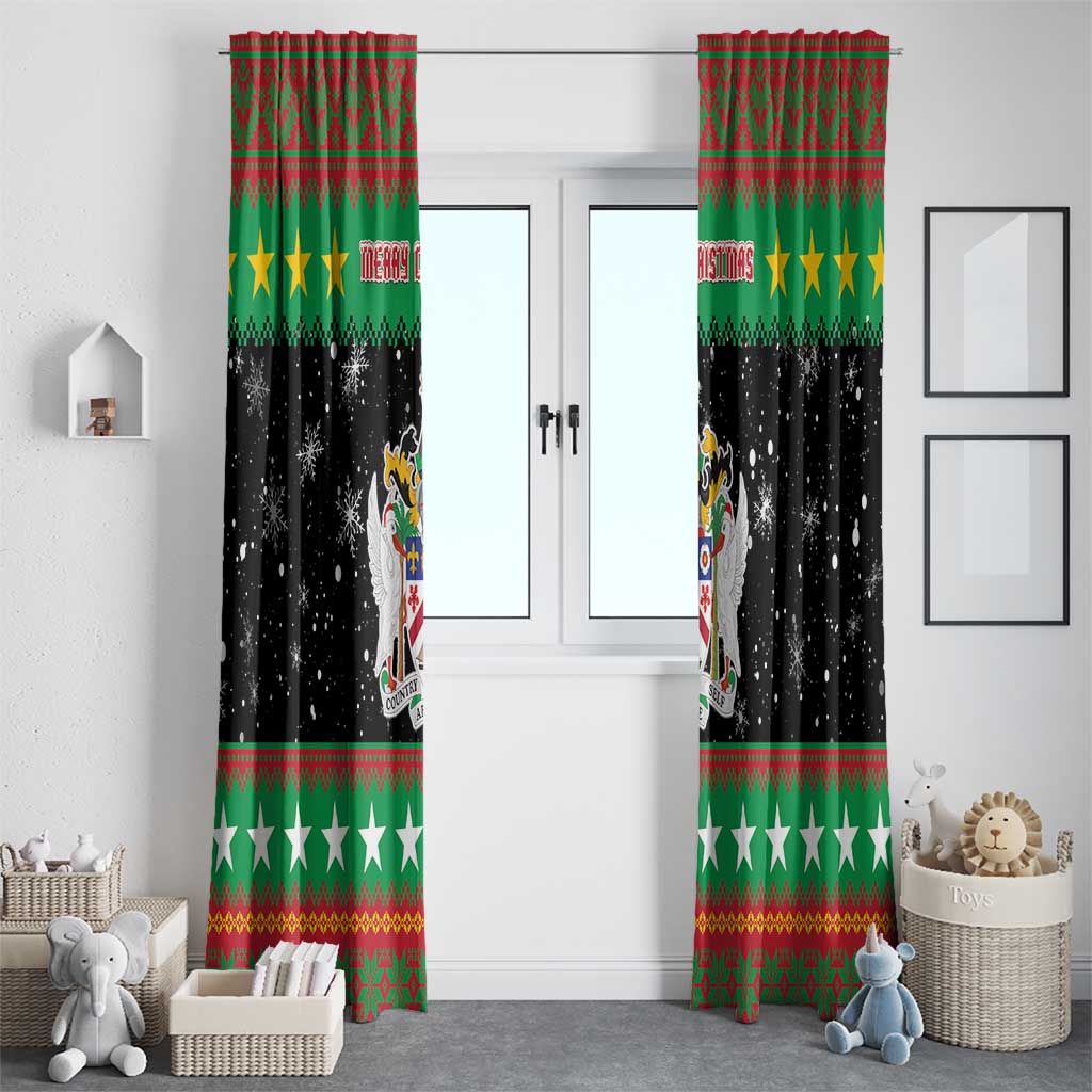 Saint Kitts And Nevis Christmas Window Curtain Coat Of Arms Xmas Vibe - Wonder Print Shop