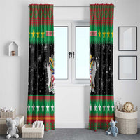 Saint Kitts And Nevis Christmas Window Curtain Coat Of Arms Xmas Vibe - Wonder Print Shop
