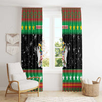 Saint Kitts And Nevis Christmas Window Curtain Coat Of Arms Xmas Vibe - Wonder Print Shop