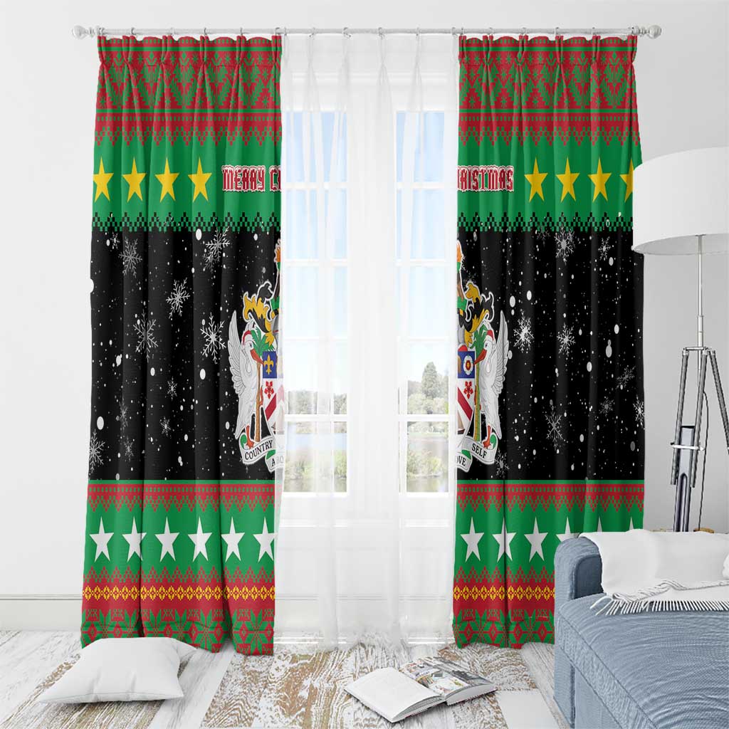 Saint Kitts And Nevis Christmas Window Curtain Coat Of Arms Xmas Vibe - Wonder Print Shop