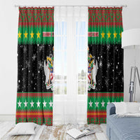 Saint Kitts And Nevis Christmas Window Curtain Coat Of Arms Xmas Vibe - Wonder Print Shop
