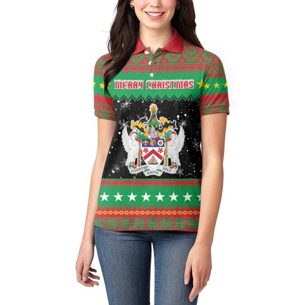 Saint Kitts And Nevis Christmas Women Polo Shirt Coat Of Arms Xmas Vibe - Wonder Print Shop