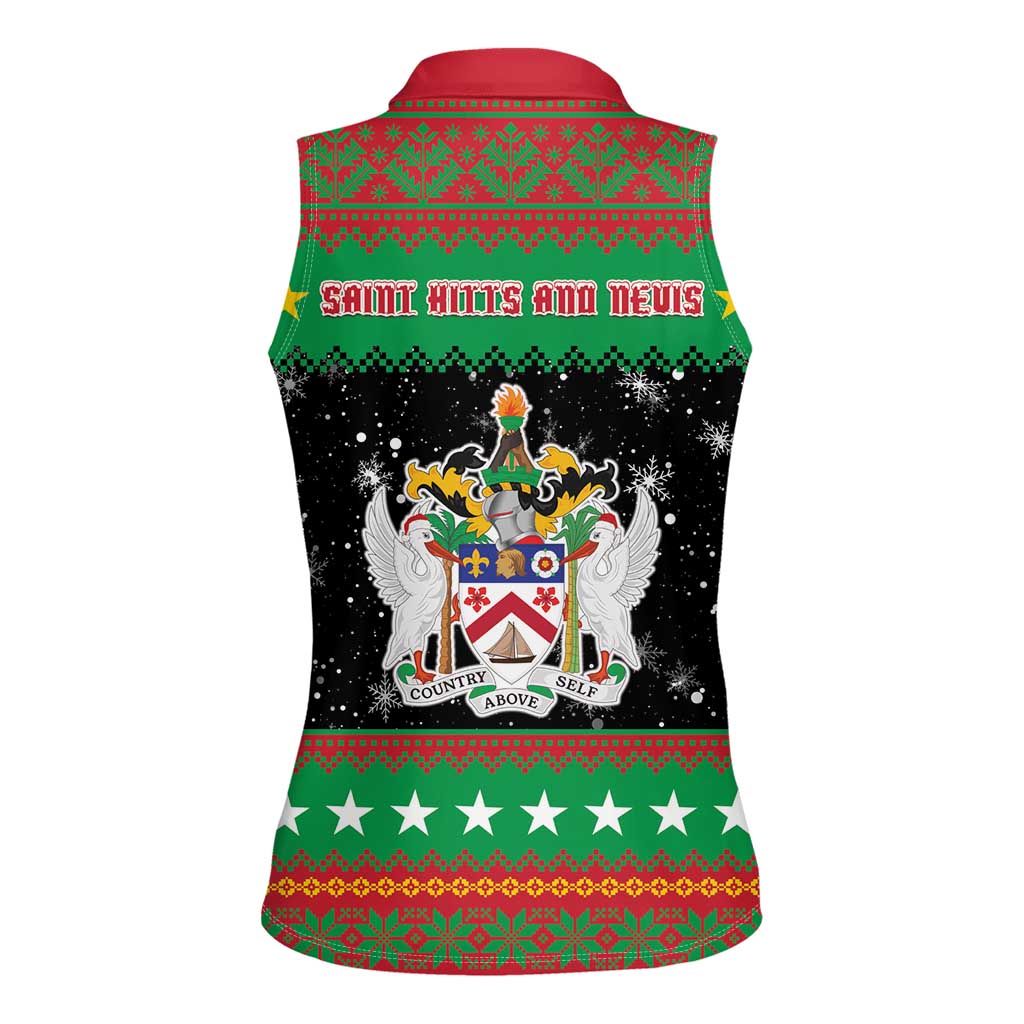 Saint Kitts And Nevis Christmas Women Sleeveless Polo Shirt Coat Of Arms Xmas Vibe - Wonder Print Shop
