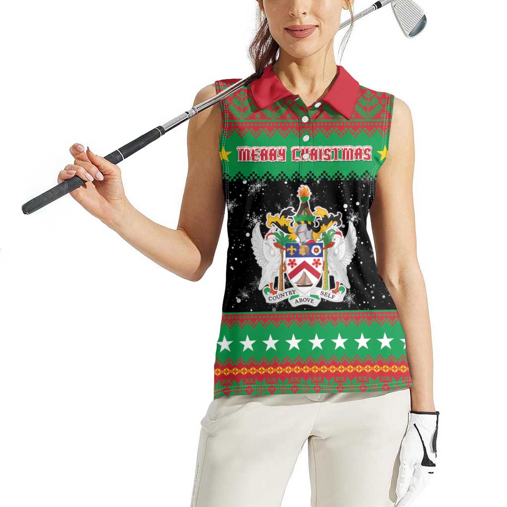 Saint Kitts And Nevis Christmas Women Sleeveless Polo Shirt Coat Of Arms Xmas Vibe - Wonder Print Shop