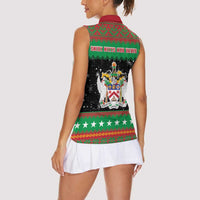 Saint Kitts And Nevis Christmas Women Sleeveless Polo Shirt Coat Of Arms Xmas Vibe - Wonder Print Shop