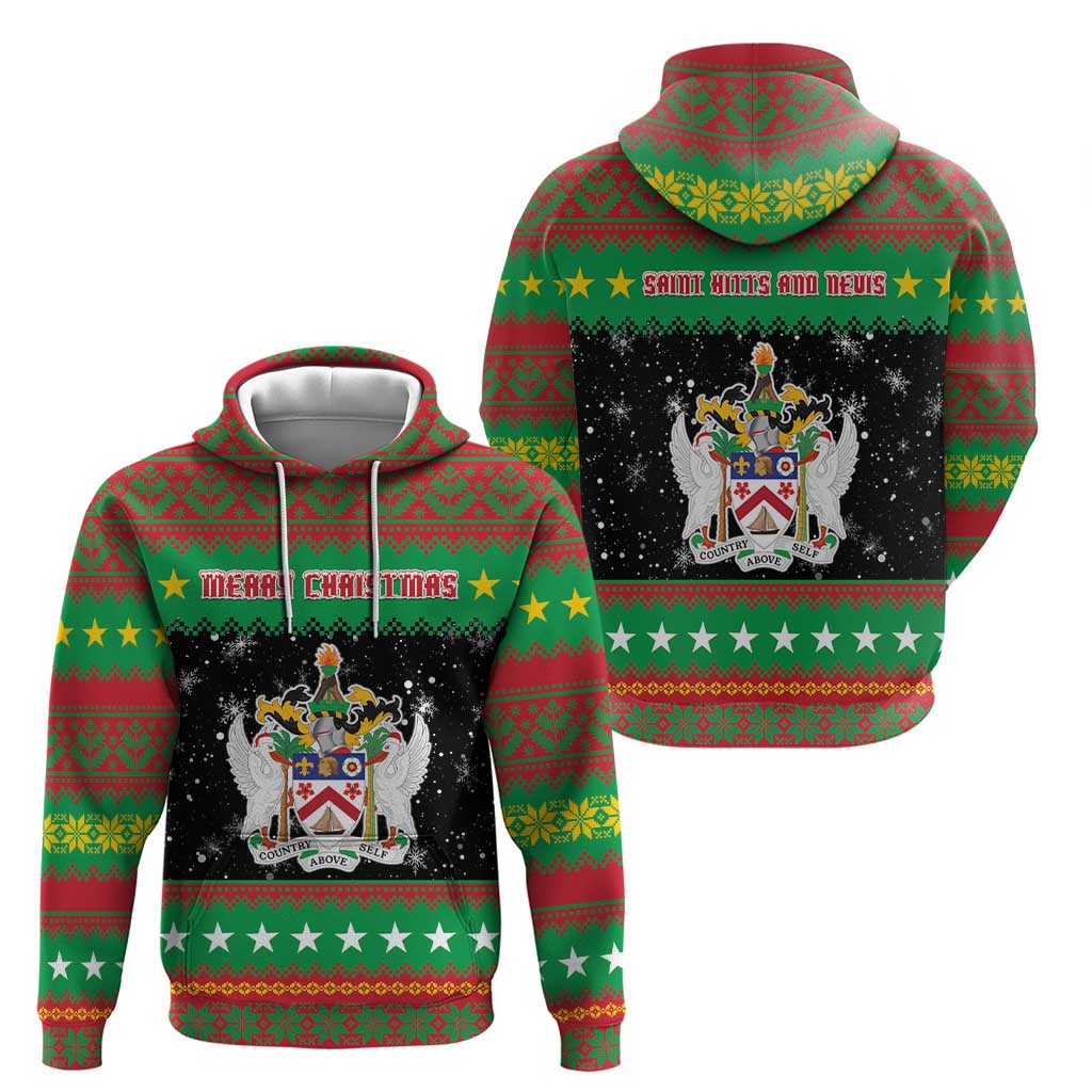Saint Kitts And Nevis Christmas Zip Hoodie Coat Of Arms Xmas Vibe - Wonder Print Shop