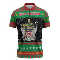 Saint Kitts And Nevis Christmas Zipper Polo Shirt Coat Of Arms Xmas Vibe - Wonder Print Shop