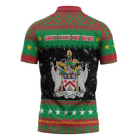 Saint Kitts And Nevis Christmas Zipper Polo Shirt Coat Of Arms Xmas Vibe - Wonder Print Shop
