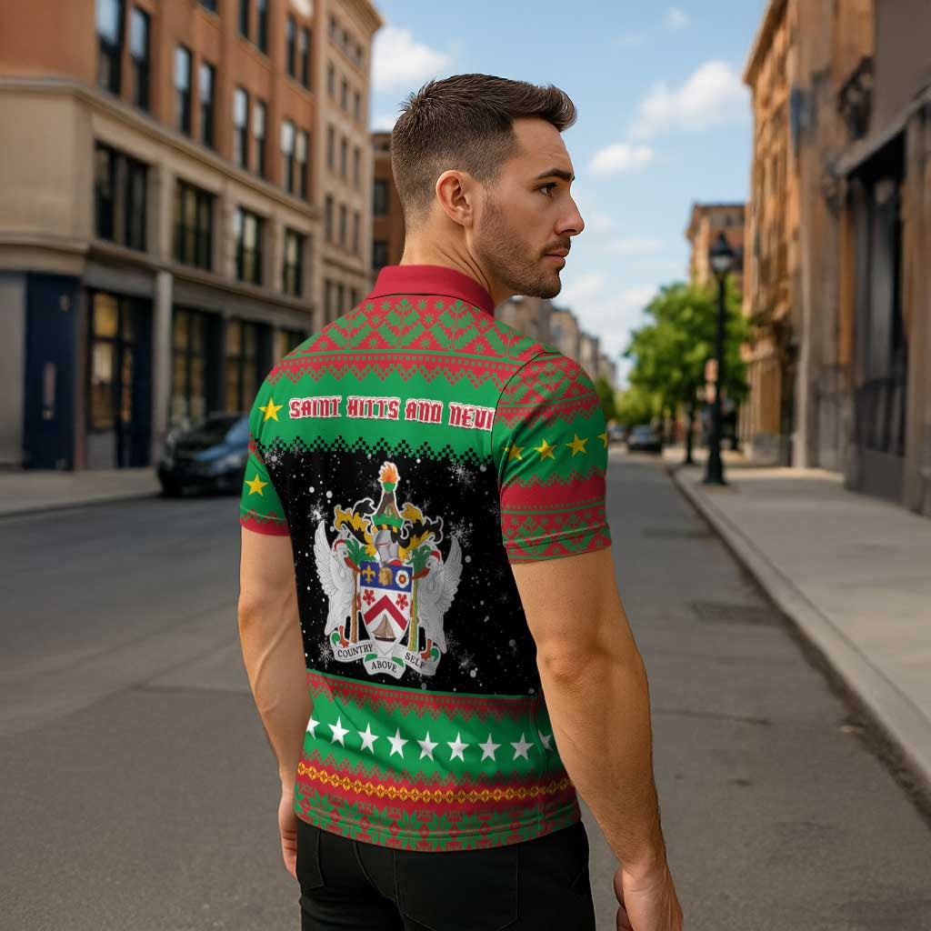 Saint Kitts And Nevis Christmas Zipper Polo Shirt Coat Of Arms Xmas Vibe - Wonder Print Shop